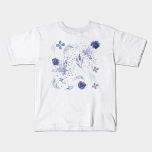 purple flower watercolor pattern Kids T-Shirt